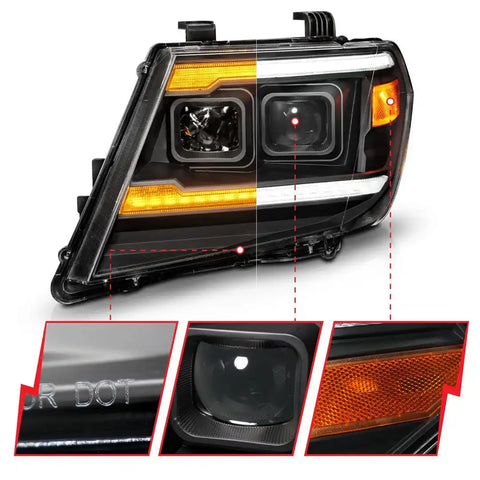 ANZO USA 111597 Headlight Assembly Projector Beam With Plank Style Switchback LED Da