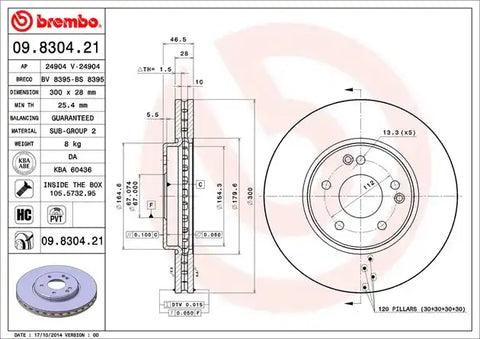 BREMBO 09830421C02 DISC BRAKE ROTOR