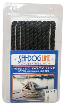 SEA DOG 301110010BK-1 TWISTED NYLON DOCK LINE 3/8' X