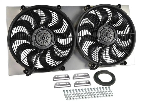 DERALE 16843 DUAL RAD FAN/ALUMINUM SHROUD ASSEMB