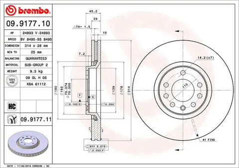 BREMBO 09917711C02 DISC BRAKE ROTOR