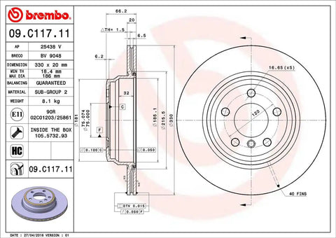 BREMBO 09C11711C02 DISC BRAKE ROTOR