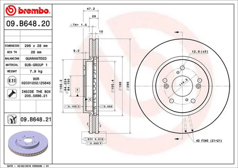 BREMBO 09B64821C02 DISC BRAKE ROTOR