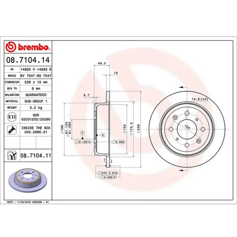 BREMBO 08710411C02 DISC BRAKE ROTOR