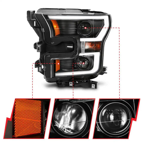 ANZO USA 111357 Headlight Assembly Halogen Bulb Projector Beam/ Double Plank Switch