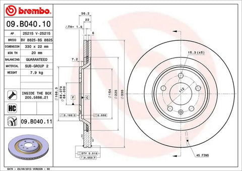 BREMBO 09B04011C02 DISC BRAKE ROTOR