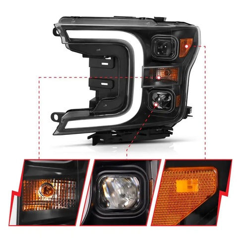 ANZO USA 111398 Headlight Assembly Halogen Bulb Projector Beam/ Plank Style Switchb