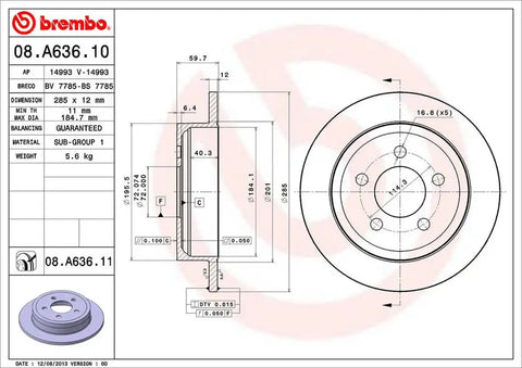BREMBO 08A63611C02 DISC BRAKE ROTOR