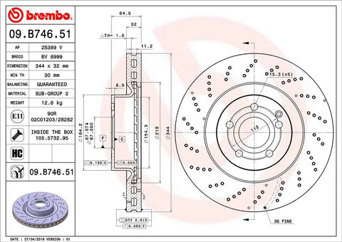 BREMBO 09B74651C02 DISC BRAKE ROTOR