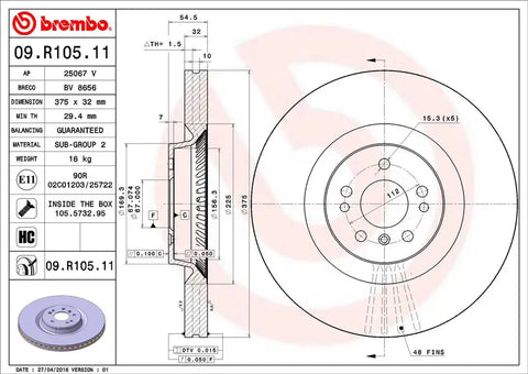 BREMBO 09R10511C02 DISC BRAKE ROTOR