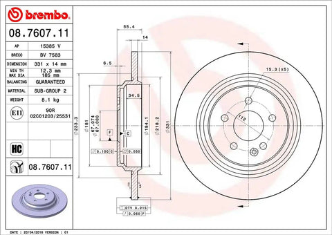 BREMBO 08760711C02 DISC BRAKE ROTOR