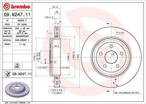 BREMBO 09N24711C02 DISC BRAKE ROTOR