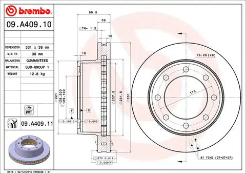 BREMBO 09A40911C02 DISC BRAKE ROTOR