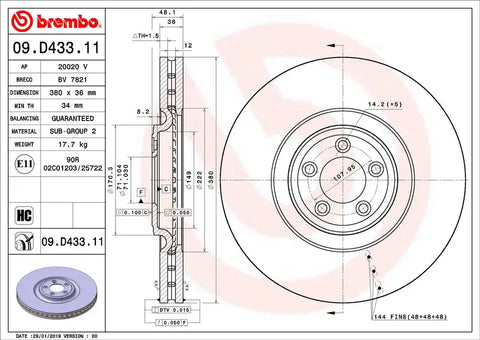 BREMBO 09D43311C02 DISC BRAKE ROTOR