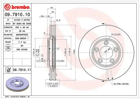 BREMBO 09791011C02 DISC BRAKE ROTOR