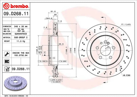 BREMBO 09D26811C02 DISC BRAKE ROTOR