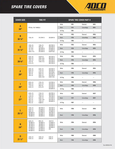 Adco 1731 Spare Tire Cover Fits 34 Inch Diameter Tires Plain Black Vinyl With Ho