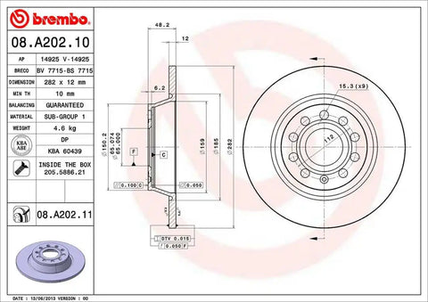 BREMBO 08A20211C02 DISC BRAKE ROTOR