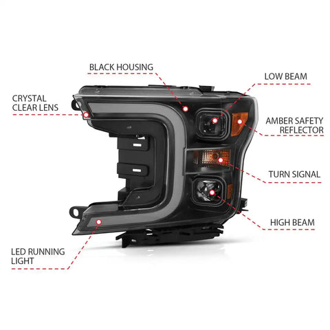 ANZO USA 111398 Headlight Assembly Halogen Bulb Projector Beam/ Plank Style Switchb
