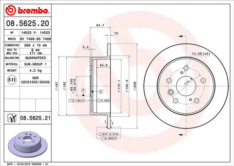 BREMBO 08562521C02 DISC BRAKE ROTOR