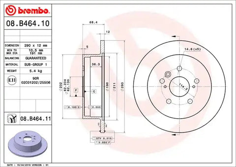 BREMBO 08B46411C02 DISC BRAKE ROTOR
