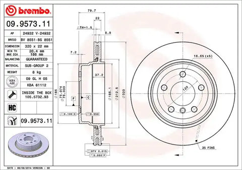 BREMBO 09957311C02 DISC BRAKE ROTOR