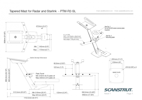 SCANSTRUT PTM-R2-SL PTM-R2-SL TAPERED MAST FOR RADAR AN