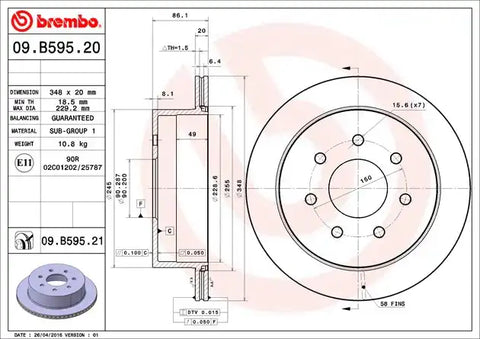BREMBO 09B59521C02 DISC BRAKE ROTOR