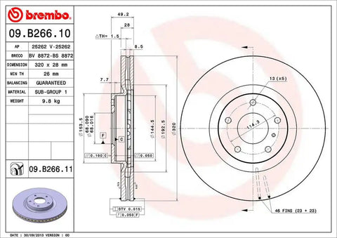 BREMBO 09B26611C02 DISC BRAKE ROTOR