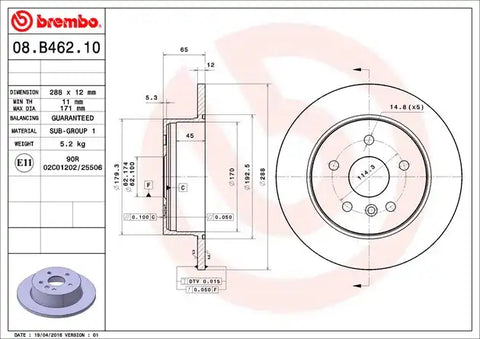 BREMBO 08B46210C02 DISC BRAKE ROTOR