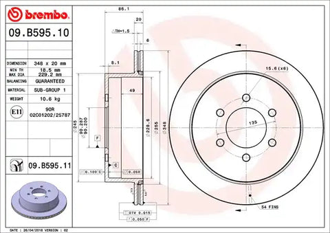 BREMBO 09B59511C02 DISC BRAKE ROTOR