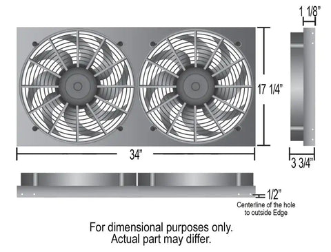 DERALE 16843 DUAL RAD FAN/ALUMINUM SHROUD ASSEMB