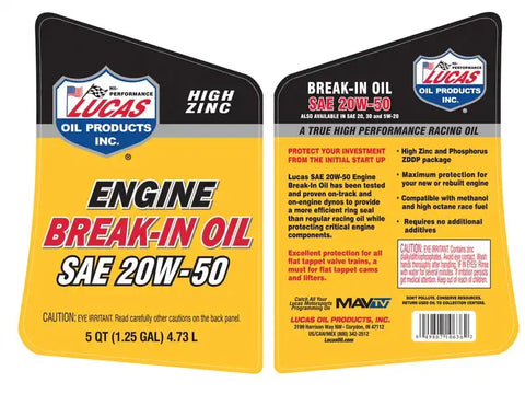 LUCAS OIL 10636 SAE 20W-50 BREAK-IN OIL /