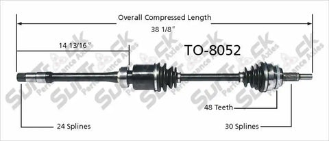 TRAKMOTIVE TO-8052 NEW CV AXLE