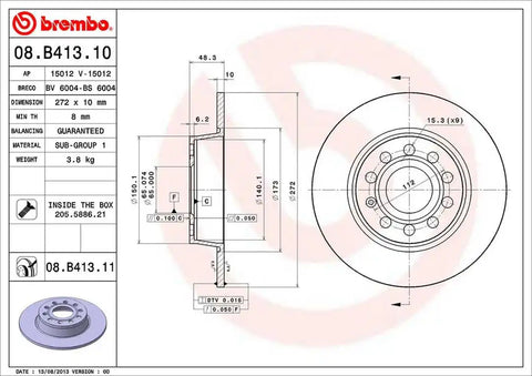 BREMBO 08B41311C02 DISC BRAKE ROTOR