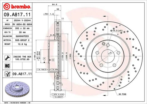 BREMBO 09A81711C02 DISC BRAKE ROTOR