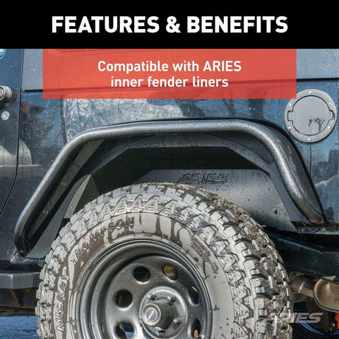 ARIES 2500201 - Black Aluminum Rear Jeep Wrangler JK Fender Flares