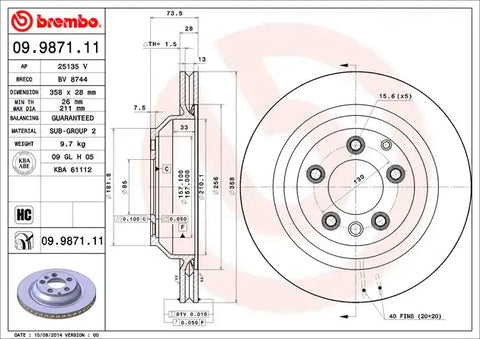 BREMBO 09987111C02 DISC BRAKE ROTOR