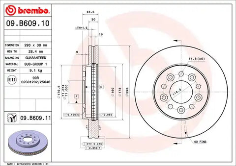 BREMBO 09B60911C02 DISC BRAKE ROTOR