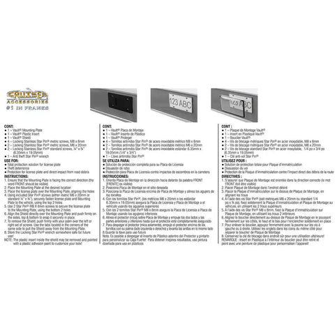 CRUISER 62702 LICENSE PLATE FRAME/SHIELD/HARDWARE