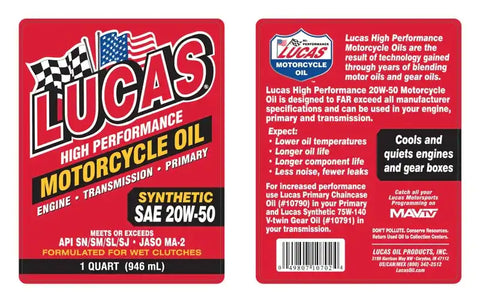 LUCAS OIL 10702 20W-50 MOTORCYCLE OIL