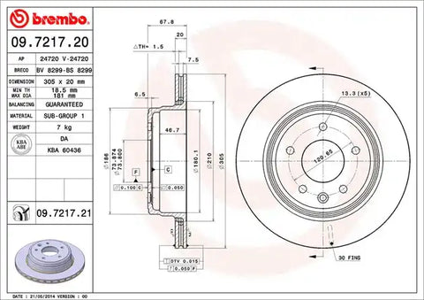 BREMBO 09721721C02 DISC BRAKE ROTOR
