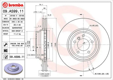 BREMBO 09A59911C02 DISC BRAKE ROTOR