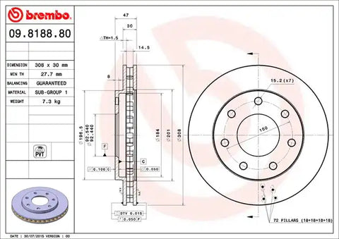 BREMBO 09818881C02 DISC BRAKE ROTOR