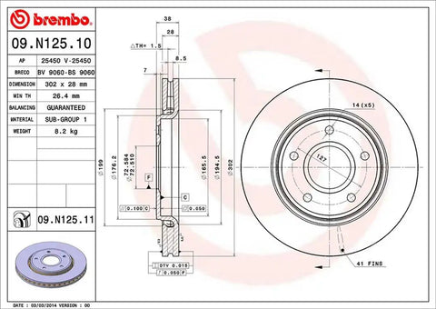 BREMBO 09N12511C02 DISC BRAKE ROTOR