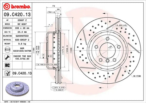 BREMBO 09C42013C02 DISC BRAKE ROTOR