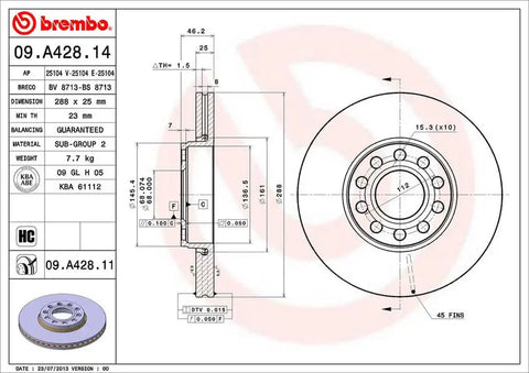 BREMBO 09A42811C02 DISC BRAKE ROTOR
