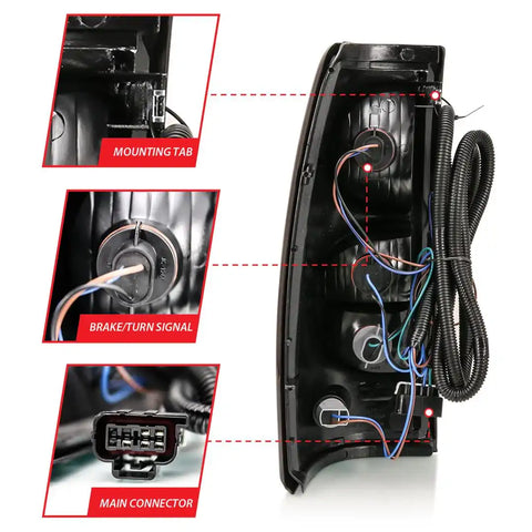 ANZO 311302 TAIL LIGHT ASSEMBLY; RED/CLEAR LENS