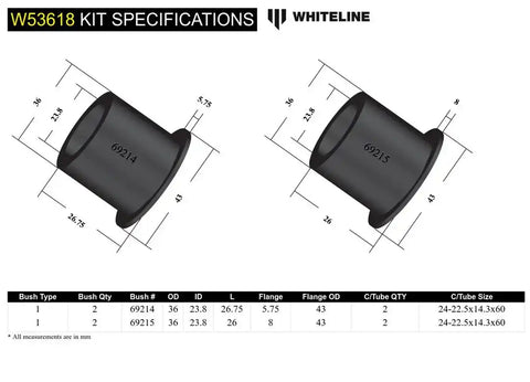 WHITELINE W53618 FRONT LOWER ARM INNER FRONT BUSHING