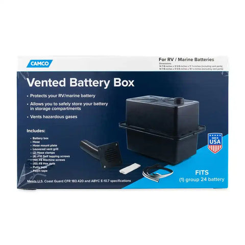 Camco 55371 Battery Box Fits Group 24 Batteries 14-7/8 Inch Height x 9-5/8 Inch Wid